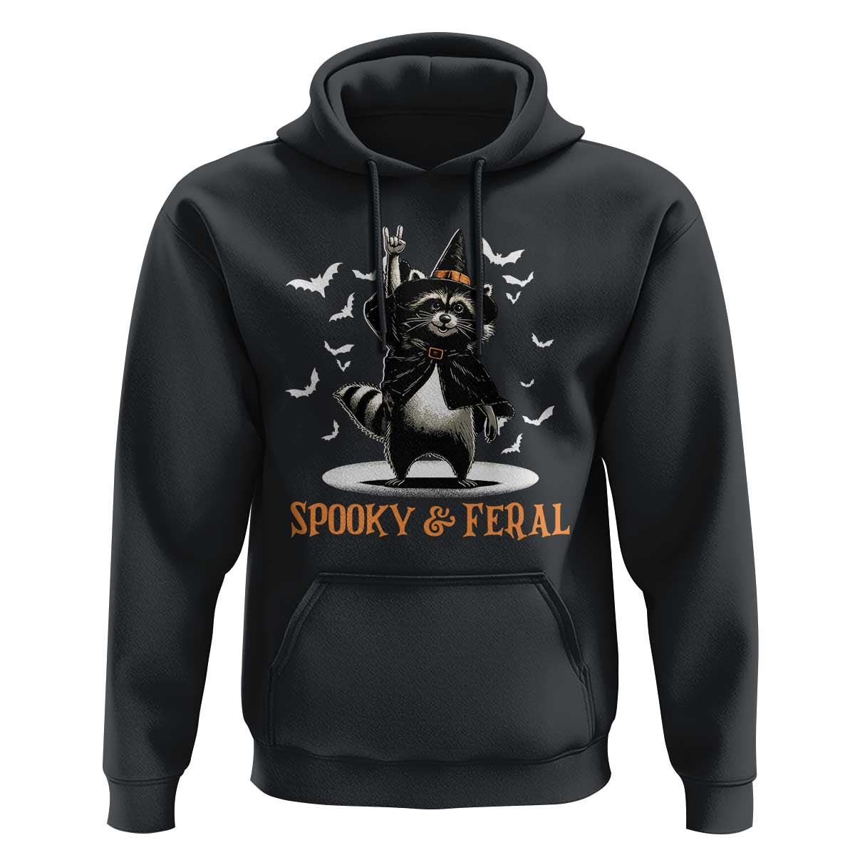 Funny Spooky And Feral Raccon Halloween Hoodie Racoon Lover - Wonder Print Shop