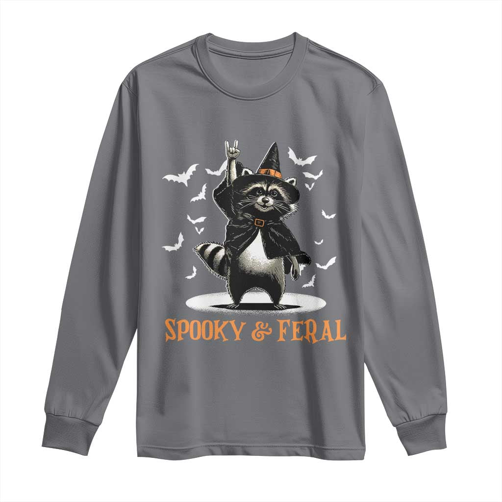 Funny Spooky And Feral Raccon Halloween Long Sleeve Shirt Racoon Lover - Wonder Print Shop