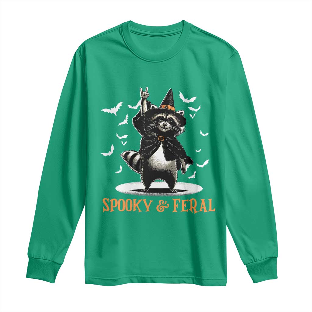 Funny Spooky And Feral Raccon Halloween Long Sleeve Shirt Racoon Lover - Wonder Print Shop