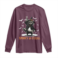 Funny Spooky And Feral Raccon Halloween Long Sleeve Shirt Racoon Lover - Wonder Print Shop