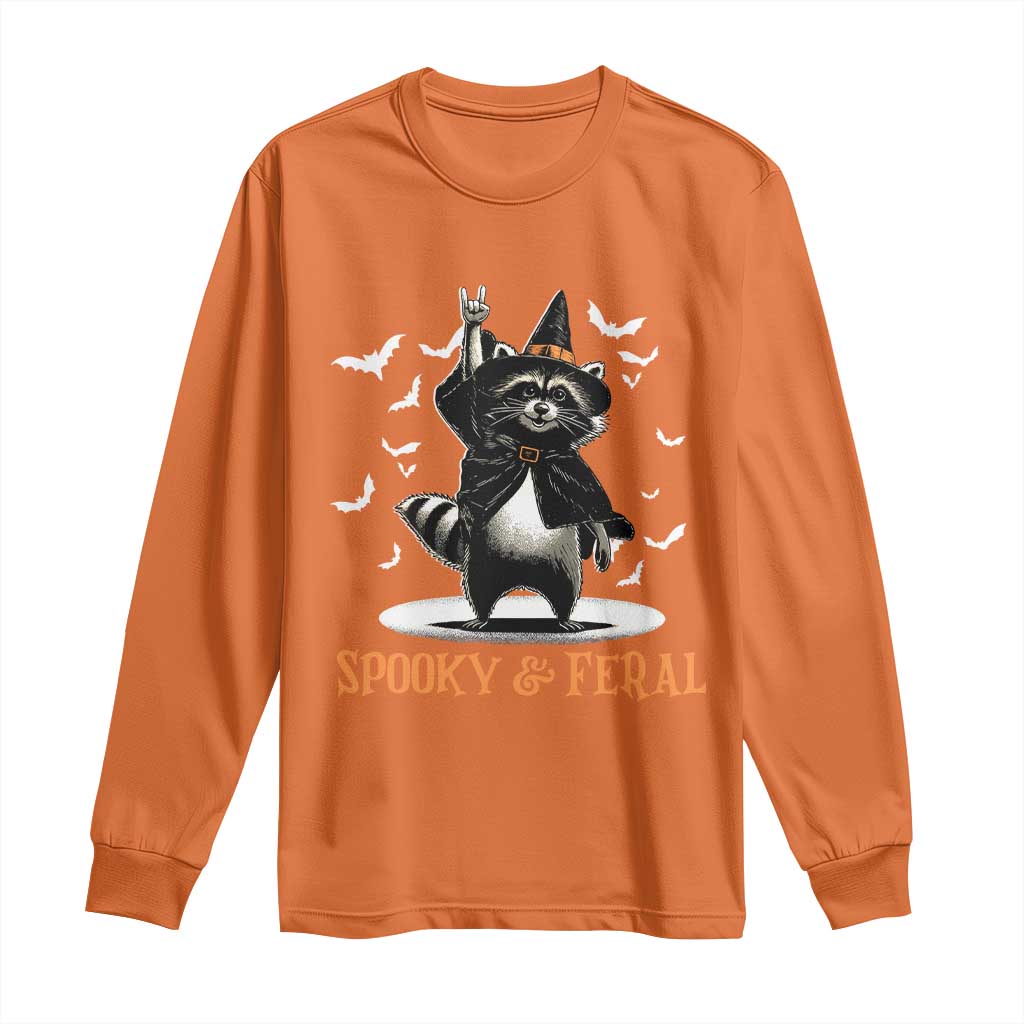 Funny Spooky And Feral Raccon Halloween Long Sleeve Shirt Racoon Lover - Wonder Print Shop
