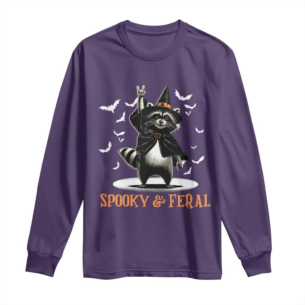 Funny Spooky And Feral Raccon Halloween Long Sleeve Shirt Racoon Lover - Wonder Print Shop
