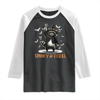 Funny Spooky And Feral Raccon Halloween Raglan Shirt Racoon Lover - Wonder Print Shop