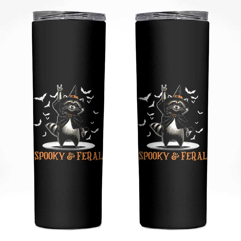 Funny Spooky And Feral Raccon Halloween Skinny Tumbler Racoon Lover - Wonder Print Shop