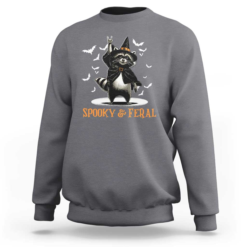 Funny Spooky And Feral Raccon Halloween Sweatshirt Racoon Lover - Wonder Print Shop