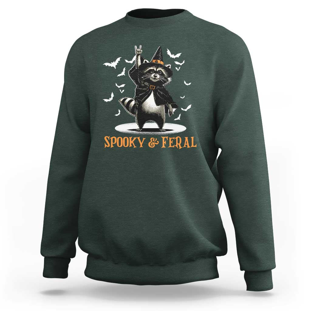 Funny Spooky And Feral Raccon Halloween Sweatshirt Racoon Lover - Wonder Print Shop