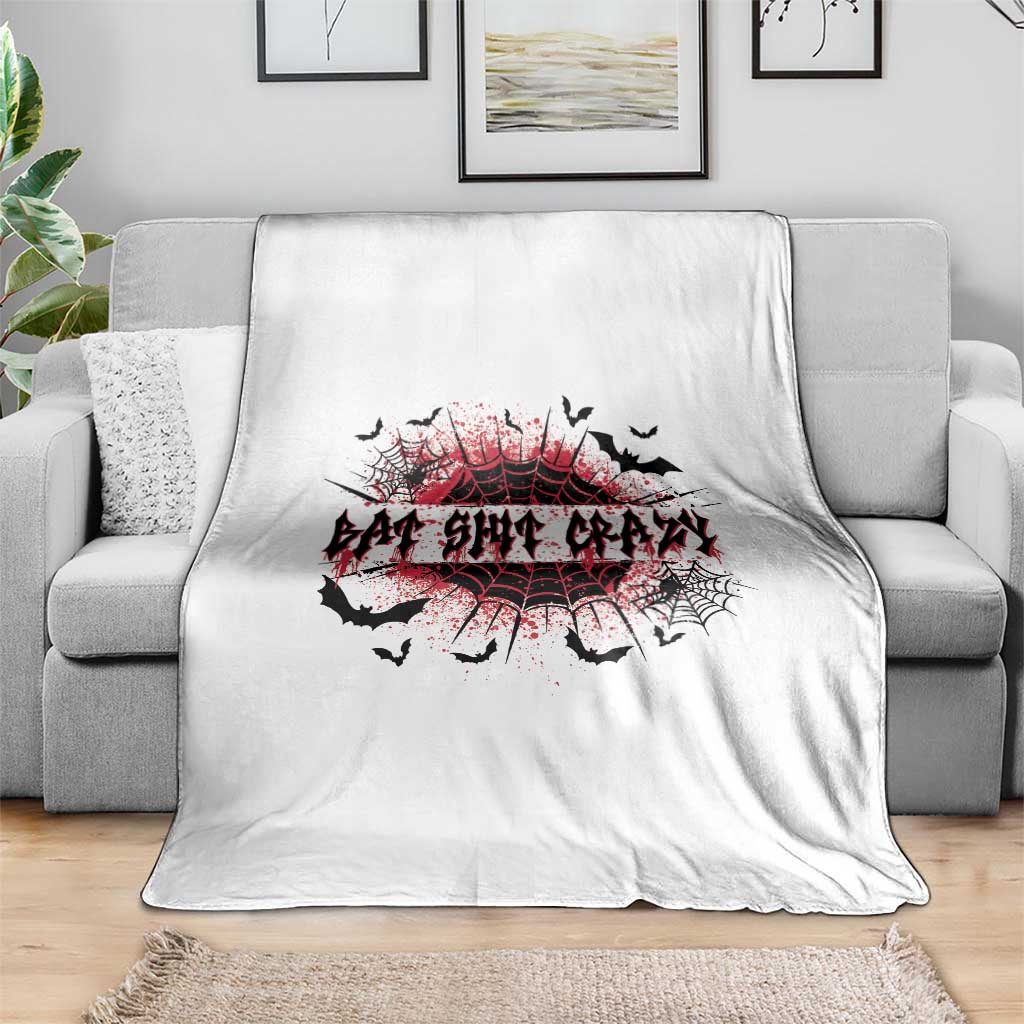 Funny Halloween Bat Shit Crazy Throw Blanket Horror Spider Web - Wonder Print Shop