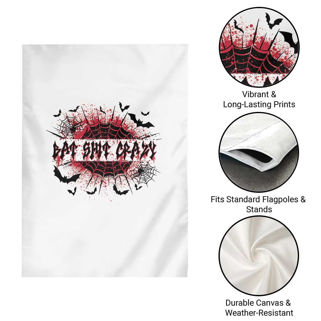 Funny Halloween Bat Shit Crazy Garden Flag Horror Spider Web - Wonder Print Shop