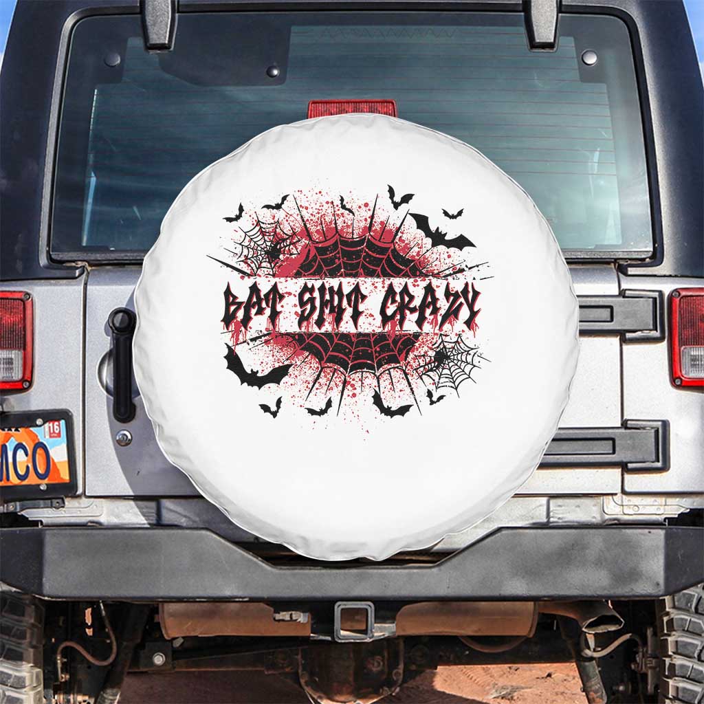 Funny Halloween Bat Shit Crazy Spare Tire Cover Horror Spider Web - Wonder Print Shop