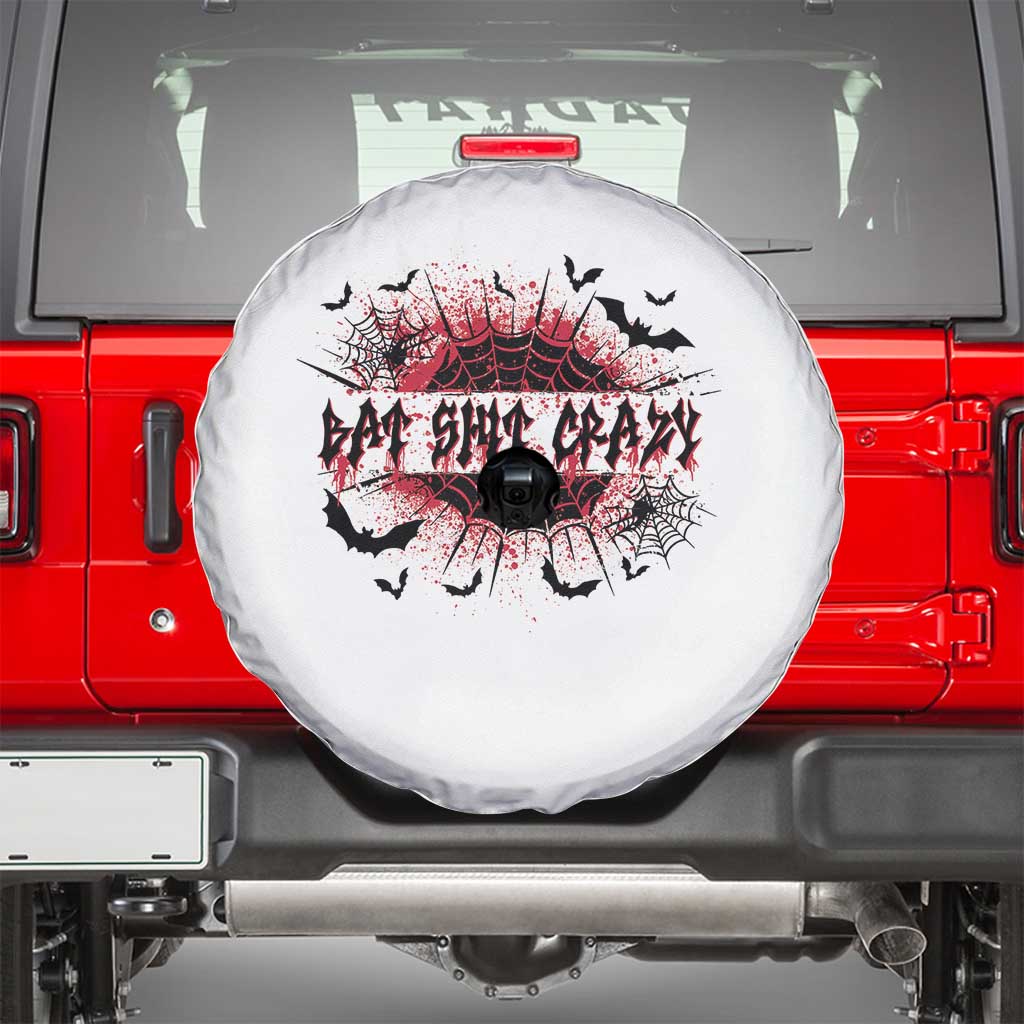 Funny Halloween Bat Shit Crazy Spare Tire Cover Horror Spider Web - Wonder Print Shop