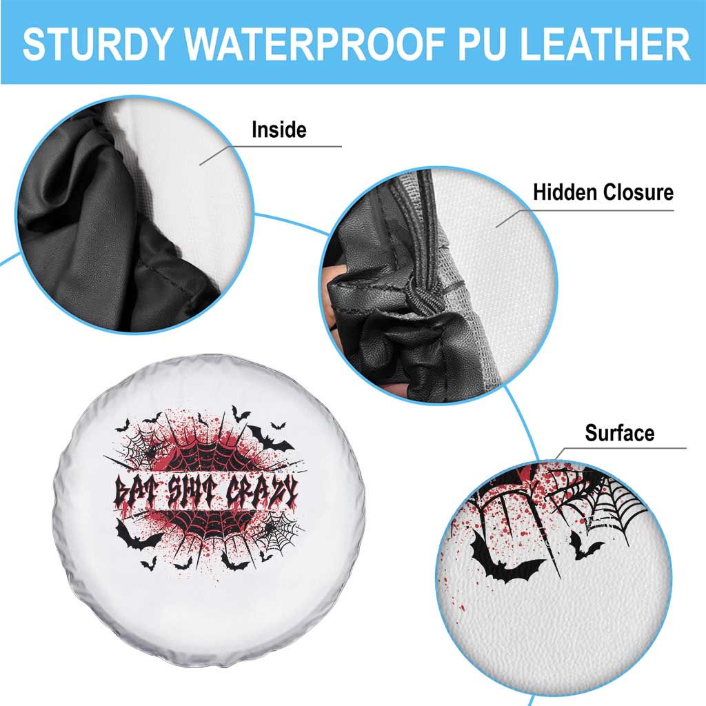 Funny Halloween Bat Shit Crazy Spare Tire Cover Horror Spider Web - Wonder Print Shop