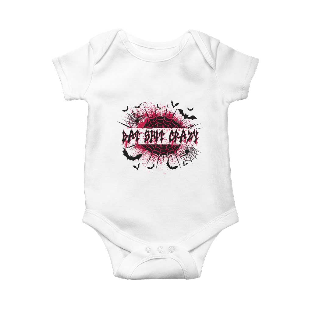 Funny Halloween Bat Shit Crazy Baby Onesie Horror Spider Web - Wonder Print Shop