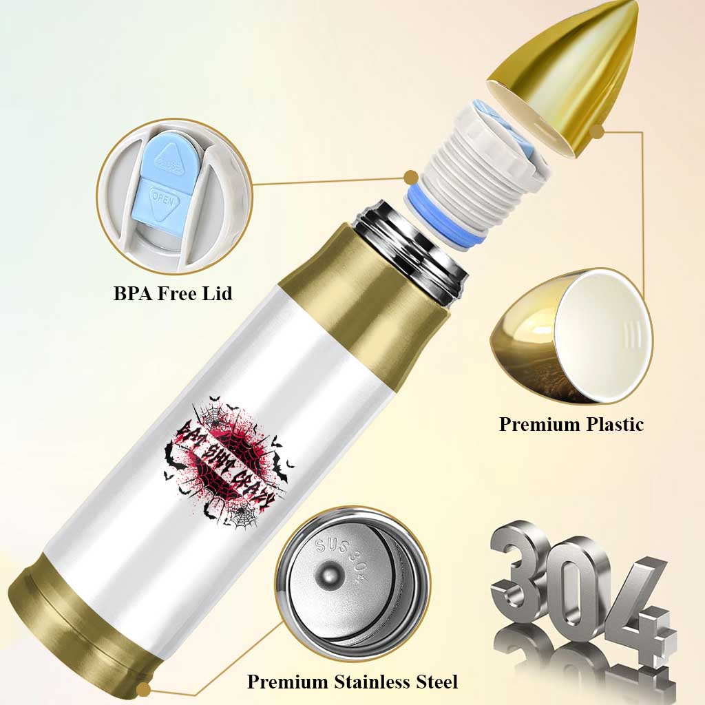 Funny Halloween Bat Shit Crazy Bullet Tumbler Horror Spider Web - Wonder Print Shop