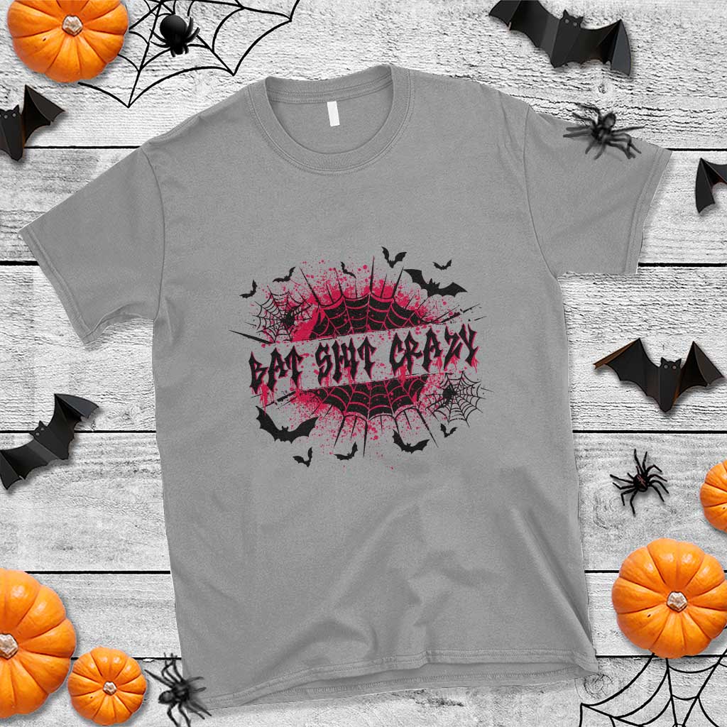 Funny Halloween Bat Shit Crazy T Shirt Horror Spider Web - Wonder Print Shop