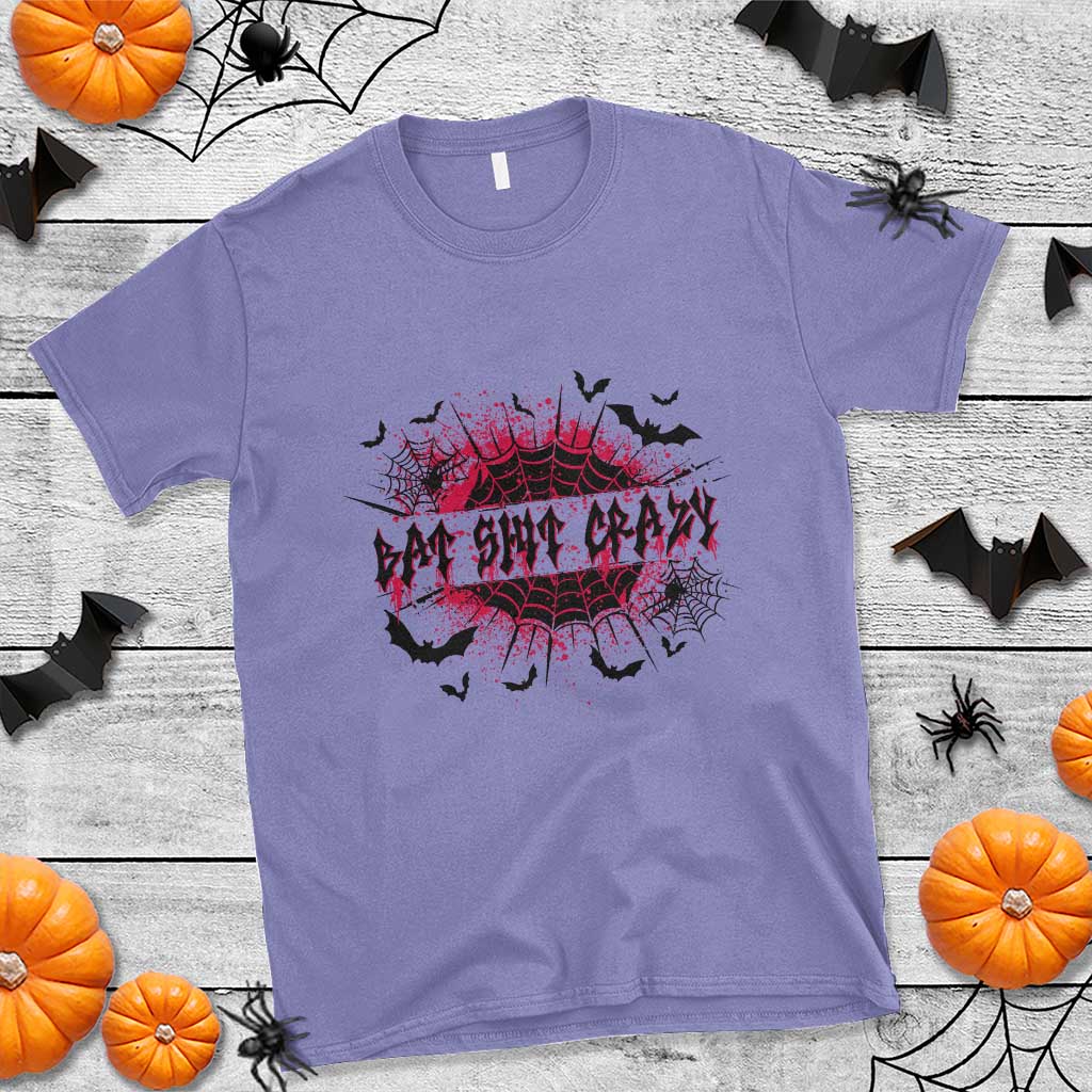 Funny Halloween Bat Shit Crazy T Shirt Horror Spider Web - Wonder Print Shop