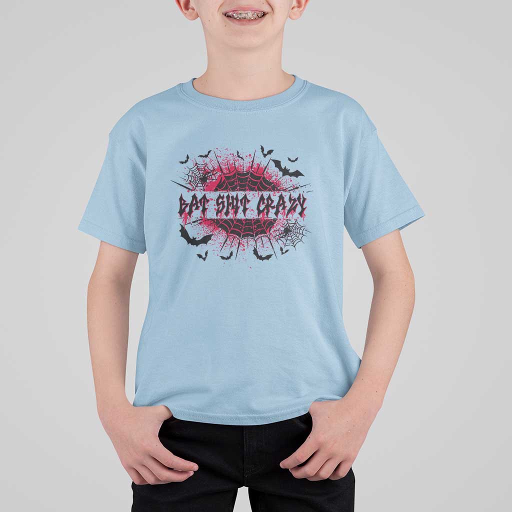 Funny Halloween Bat Shit Crazy T Shirt For Kid Horror Spider Web - Wonder Print Shop