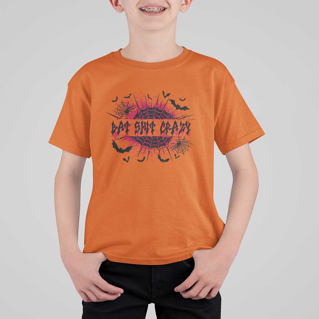 Funny Halloween Bat Shit Crazy T Shirt For Kid Horror Spider Web - Wonder Print Shop