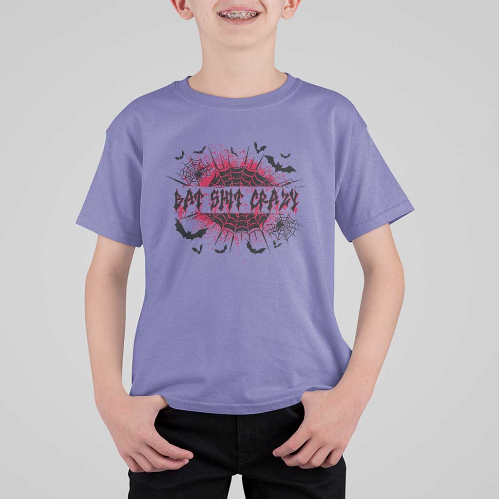 Funny Halloween Bat Shit Crazy T Shirt For Kid Horror Spider Web - Wonder Print Shop