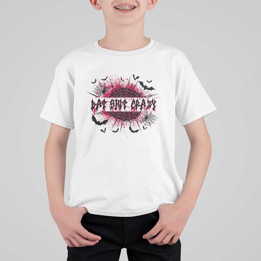 Funny Halloween Bat Shit Crazy T Shirt For Kid Horror Spider Web - Wonder Print Shop