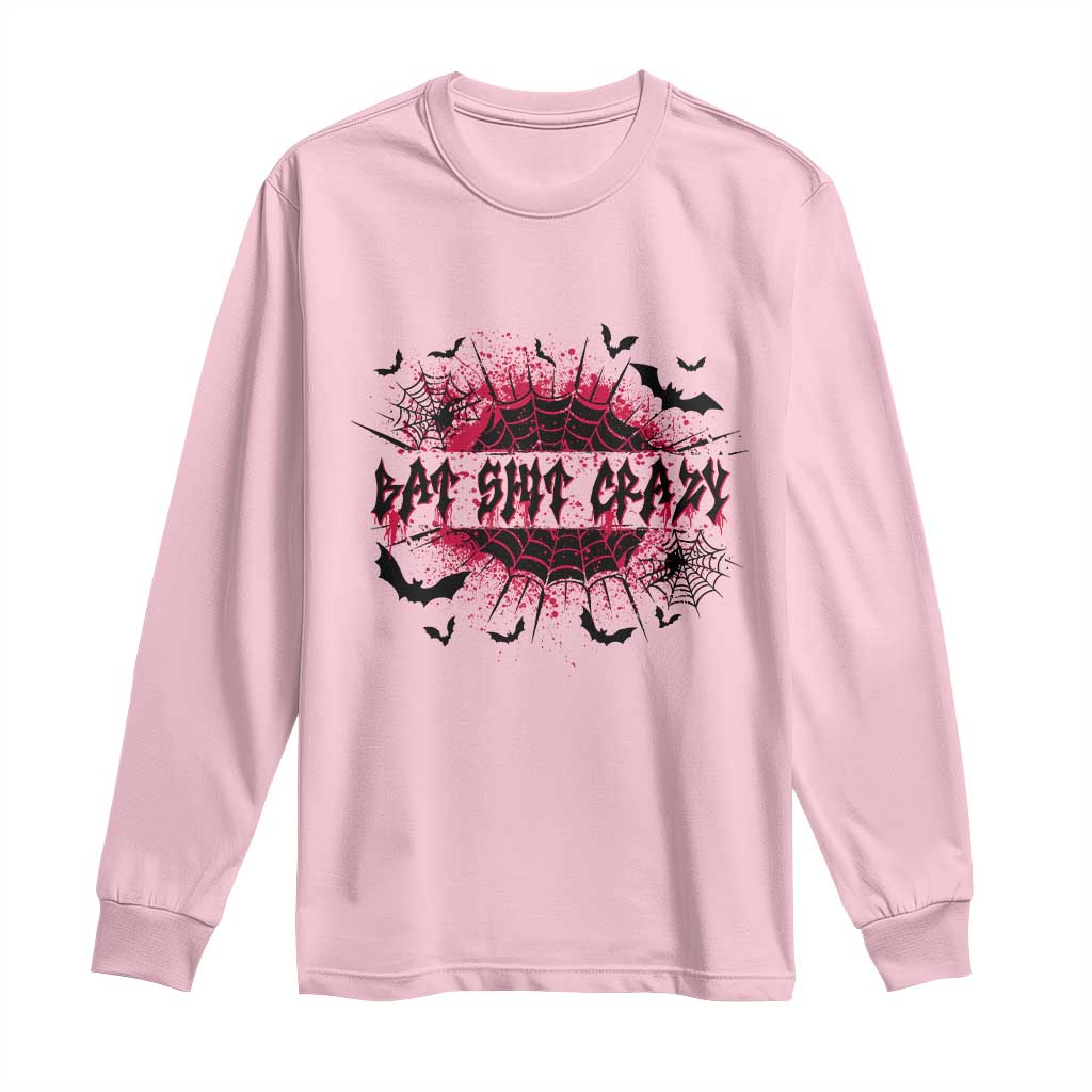 Funny Halloween Bat Shit Crazy Long Sleeve Shirt Horror Spider Web - Wonder Print Shop