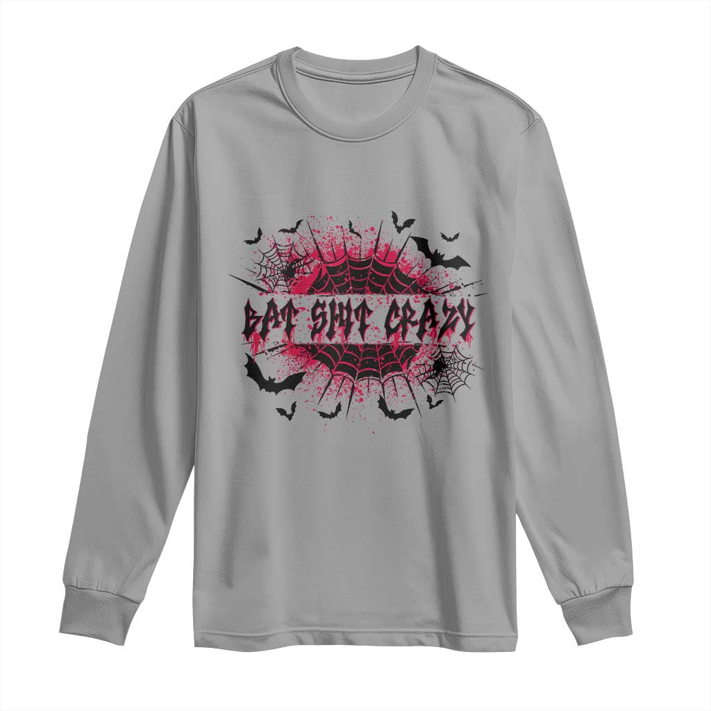 Funny Halloween Bat Shit Crazy Long Sleeve Shirt Horror Spider Web - Wonder Print Shop