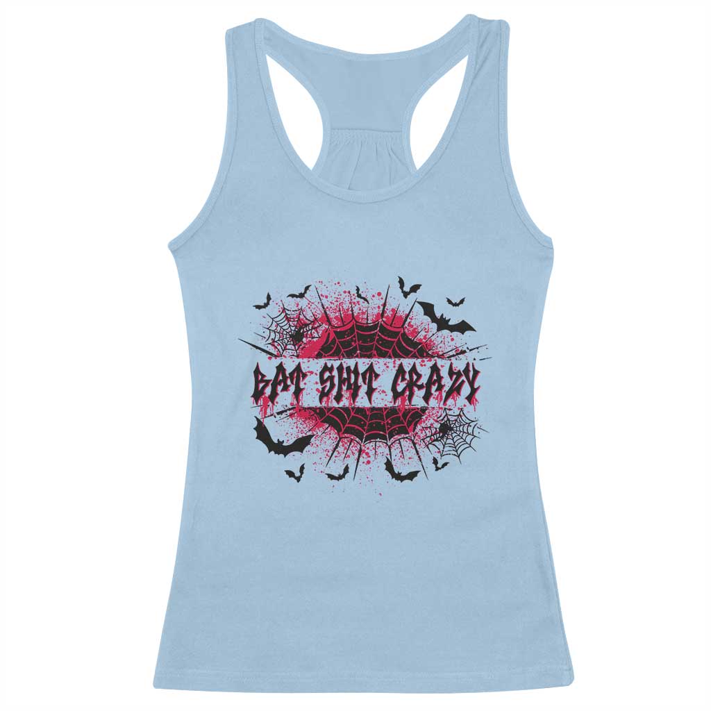 Funny Halloween Bat Shit Crazy Racerback Tank Top Horror Spider Web - Wonder Print Shop