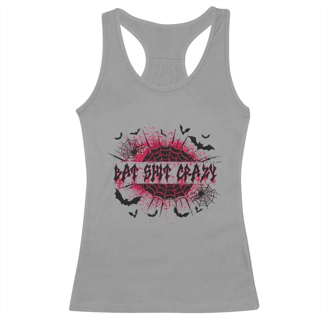 Funny Halloween Bat Shit Crazy Racerback Tank Top Horror Spider Web - Wonder Print Shop