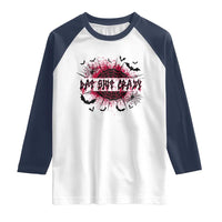 Funny Halloween Bat Shit Crazy Raglan Shirt Horror Spider Web - Wonder Print Shop
