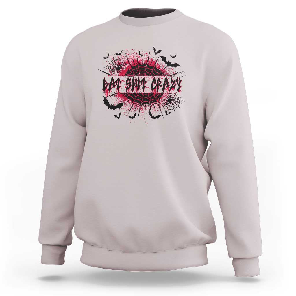 Funny Halloween Bat Shit Crazy Sweatshirt Horror Spider Web - Wonder Print Shop