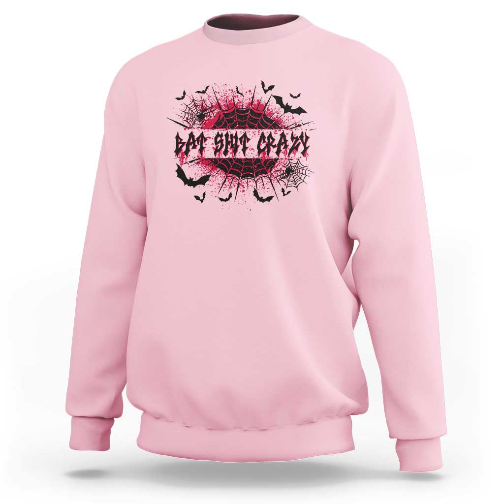 Funny Halloween Bat Shit Crazy Sweatshirt Horror Spider Web - Wonder Print Shop