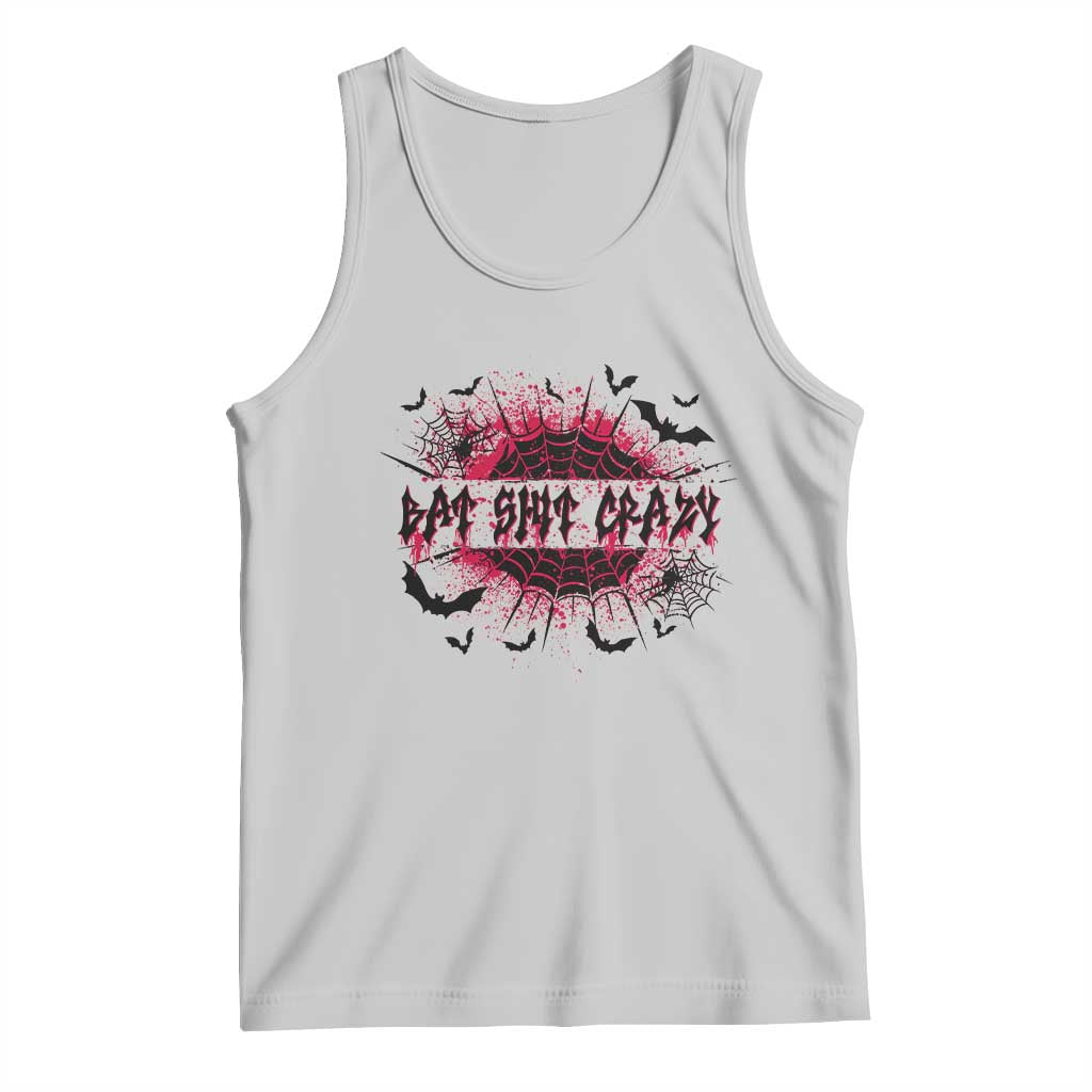 Funny Halloween Bat Shit Crazy Tank Top Horror Spider Web - Wonder Print Shop