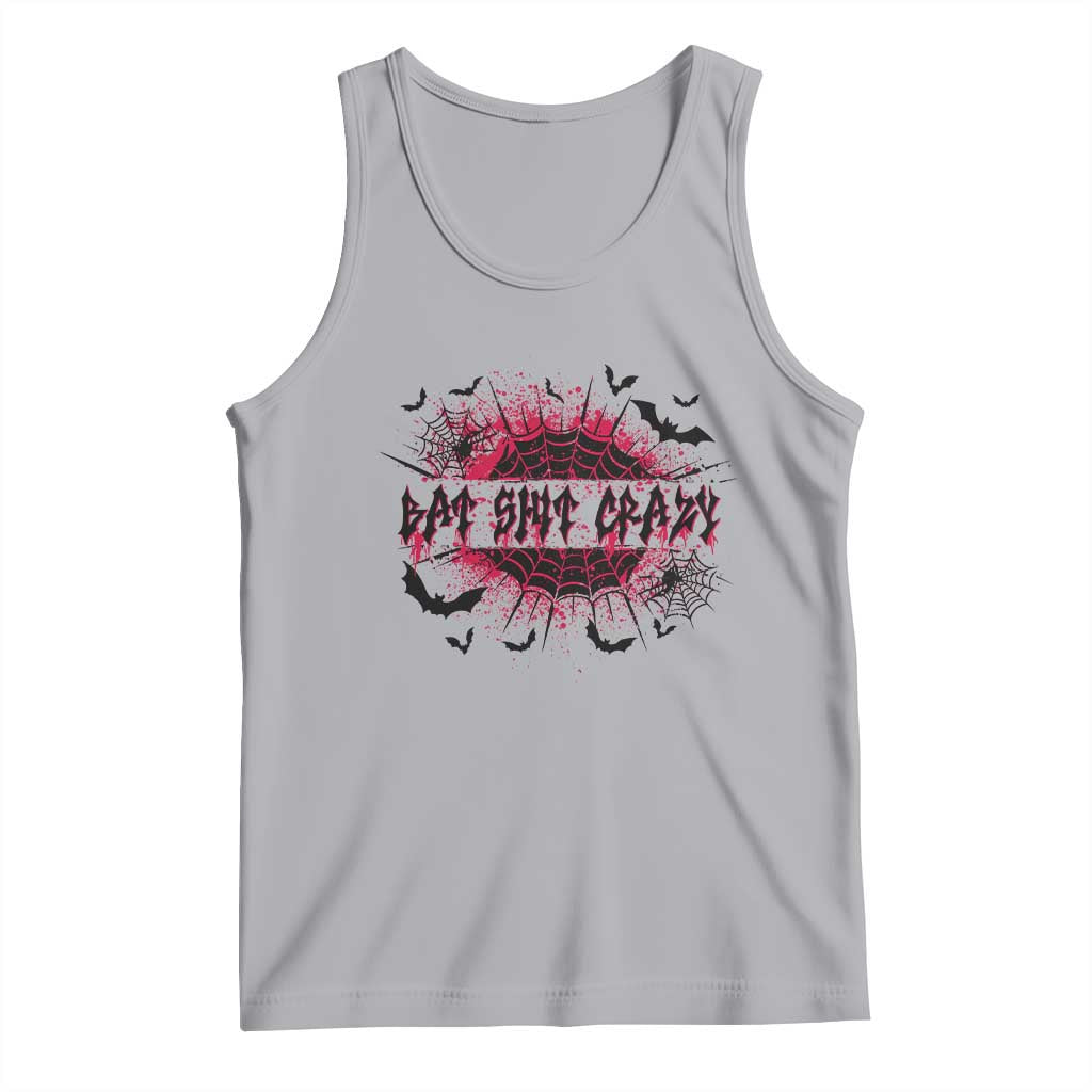Funny Halloween Bat Shit Crazy Tank Top Horror Spider Web - Wonder Print Shop
