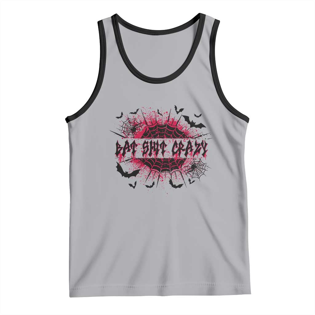 Funny Halloween Bat Shit Crazy Tank Top Horror Spider Web - Wonder Print Shop