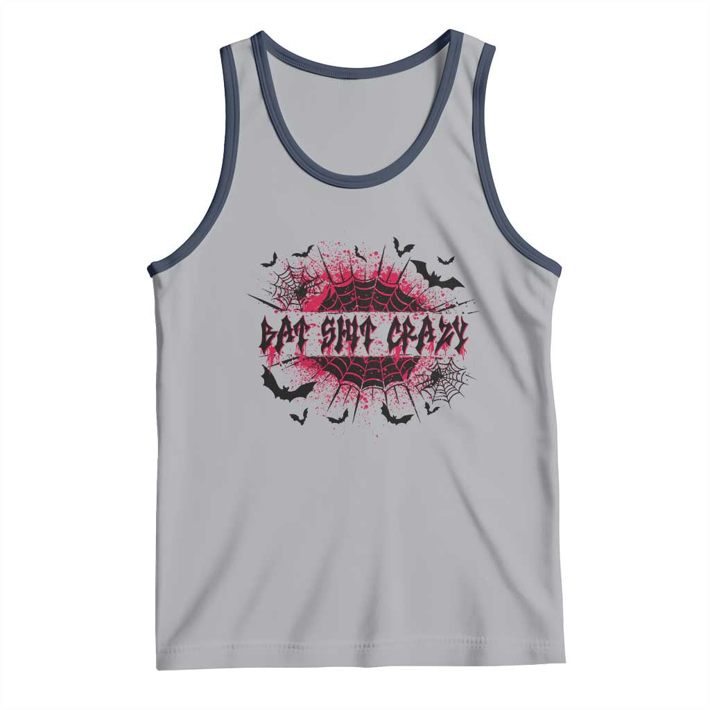 Funny Halloween Bat Shit Crazy Tank Top Horror Spider Web - Wonder Print Shop
