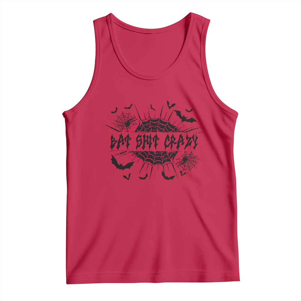 Funny Halloween Bat Shit Crazy Tank Top Horror Spider Web - Wonder Print Shop