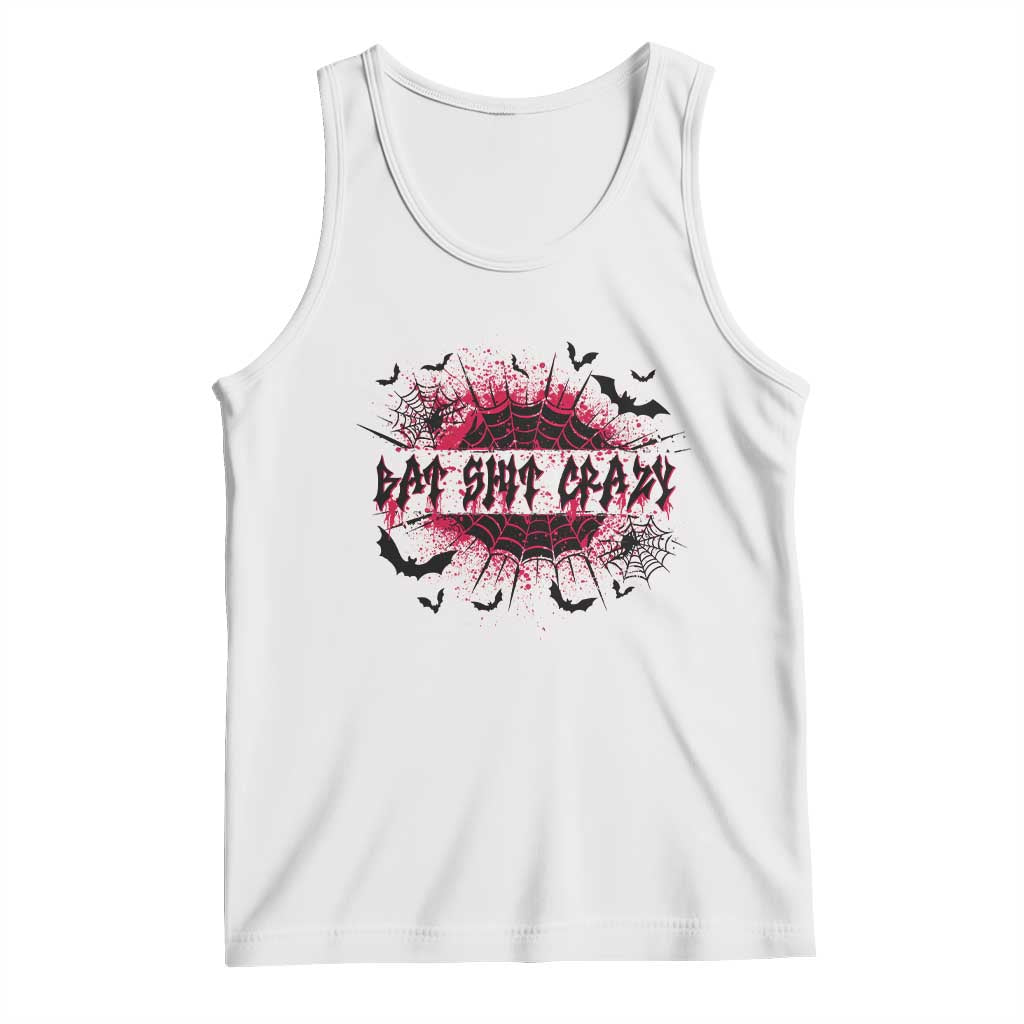 Funny Halloween Bat Shit Crazy Tank Top Horror Spider Web - Wonder Print Shop