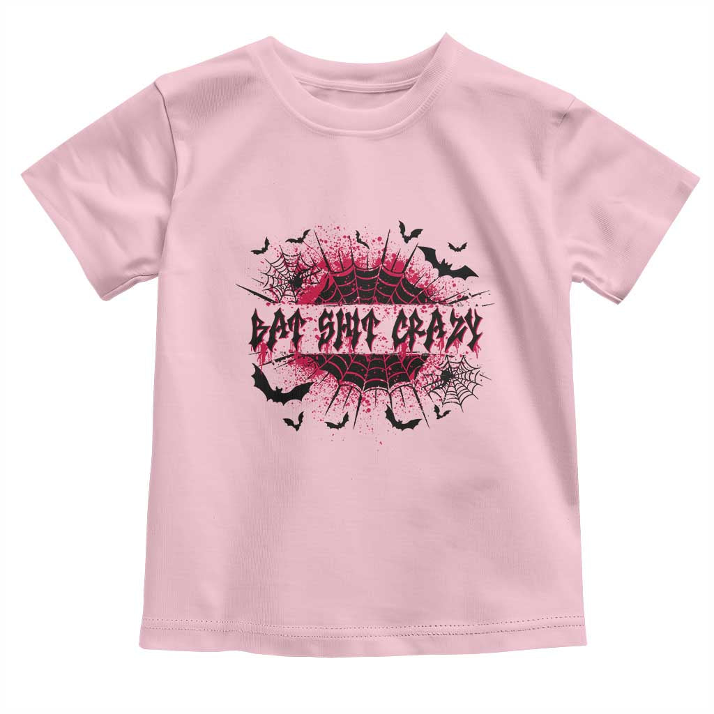 Funny Halloween Bat Shit Crazy Toddler T Shirt Horror Spider Web - Wonder Print Shop