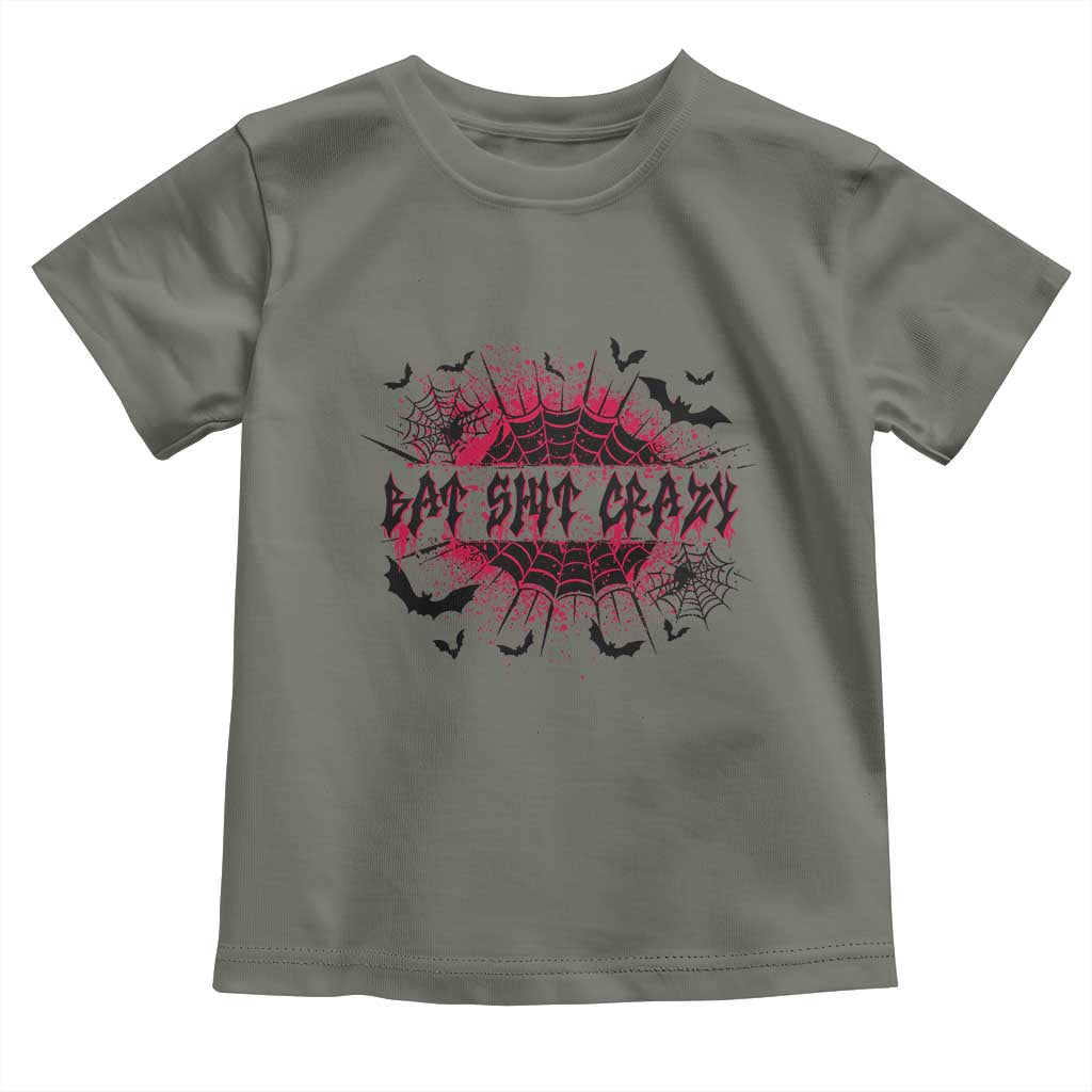 Funny Halloween Bat Shit Crazy Toddler T Shirt Horror Spider Web - Wonder Print Shop