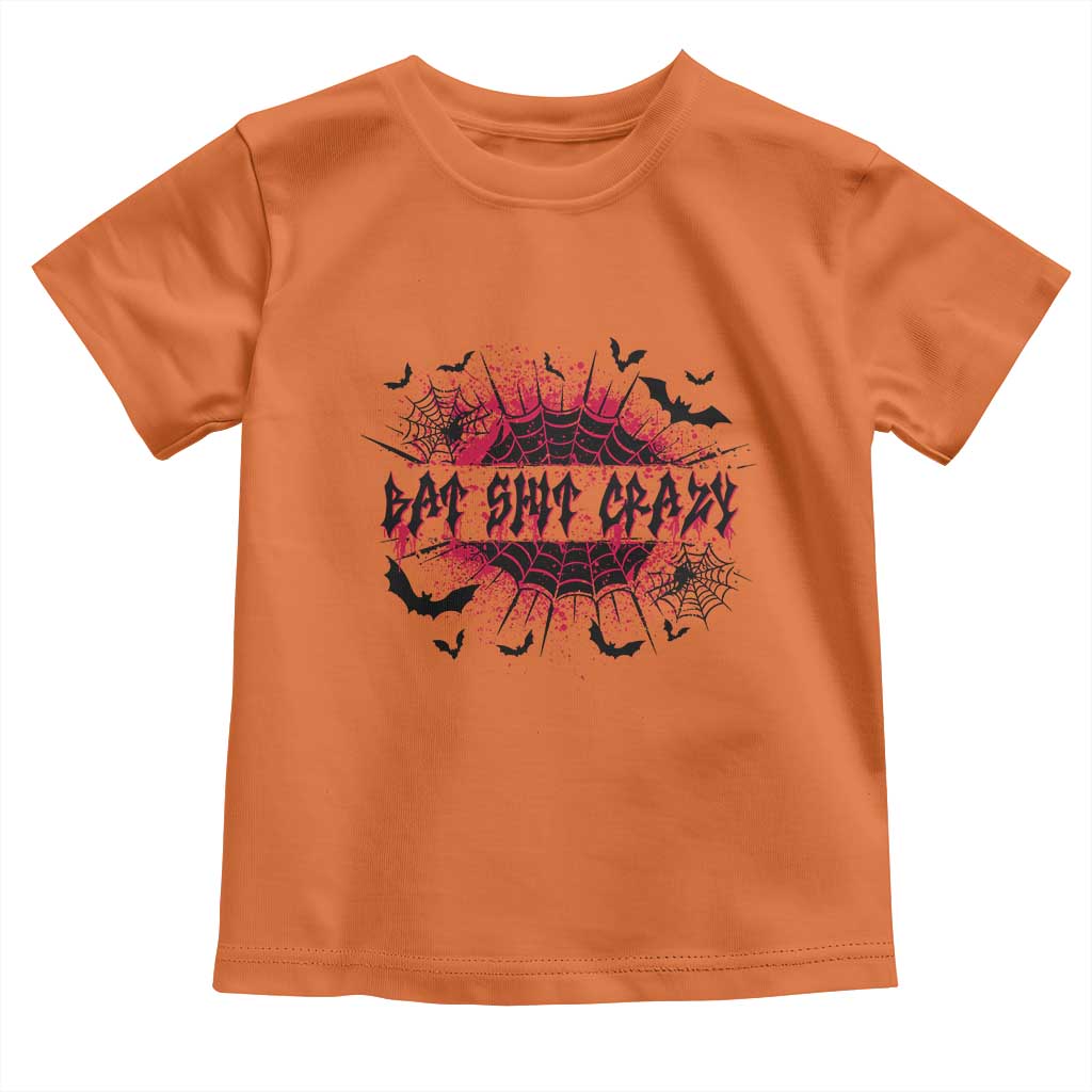 Funny Halloween Bat Shit Crazy Toddler T Shirt Horror Spider Web - Wonder Print Shop
