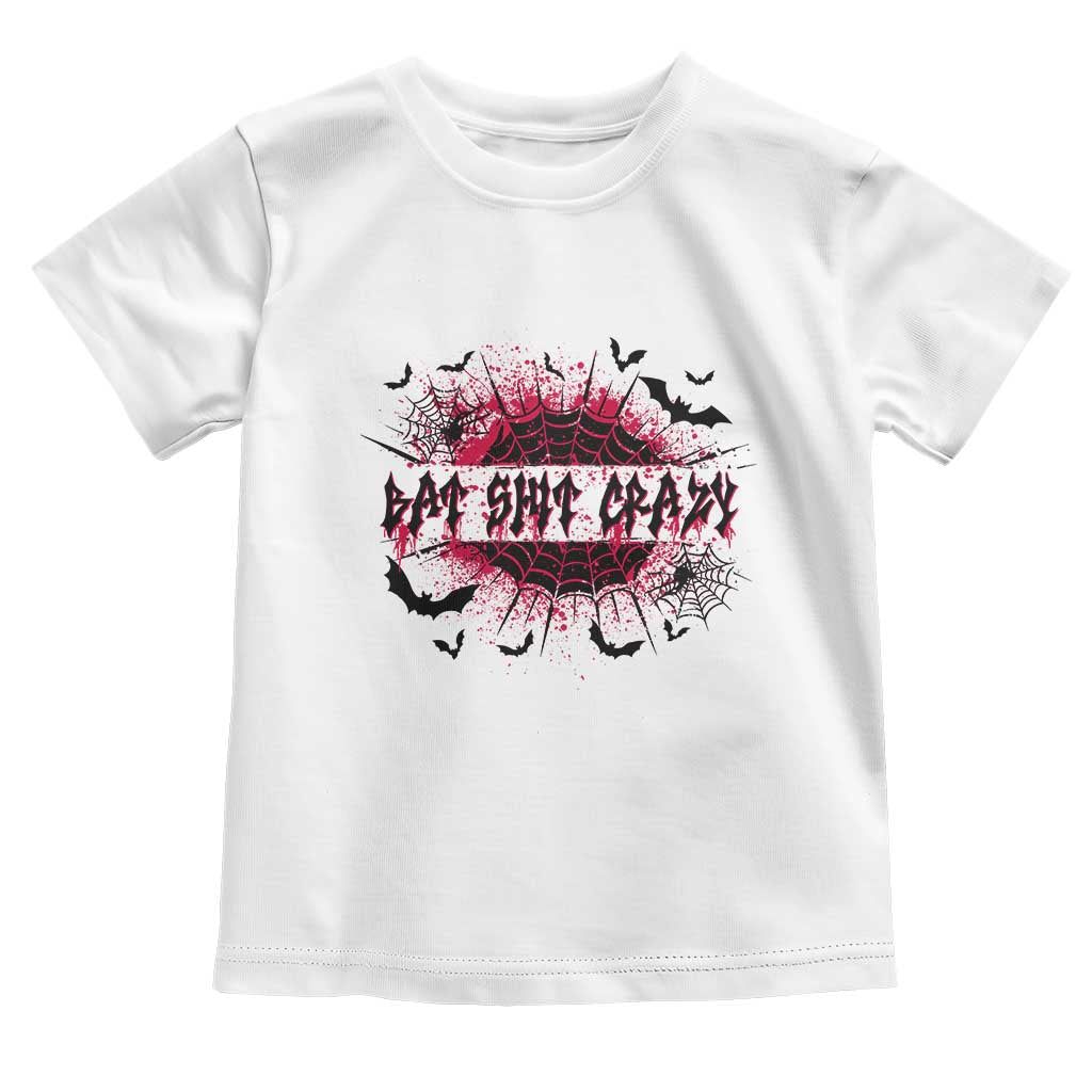 Funny Halloween Bat Shit Crazy Toddler T Shirt Horror Spider Web - Wonder Print Shop