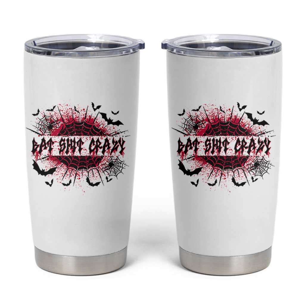 Funny Halloween Bat Shit Crazy Tumbler Cup Horror Spider Web - Wonder Print Shop