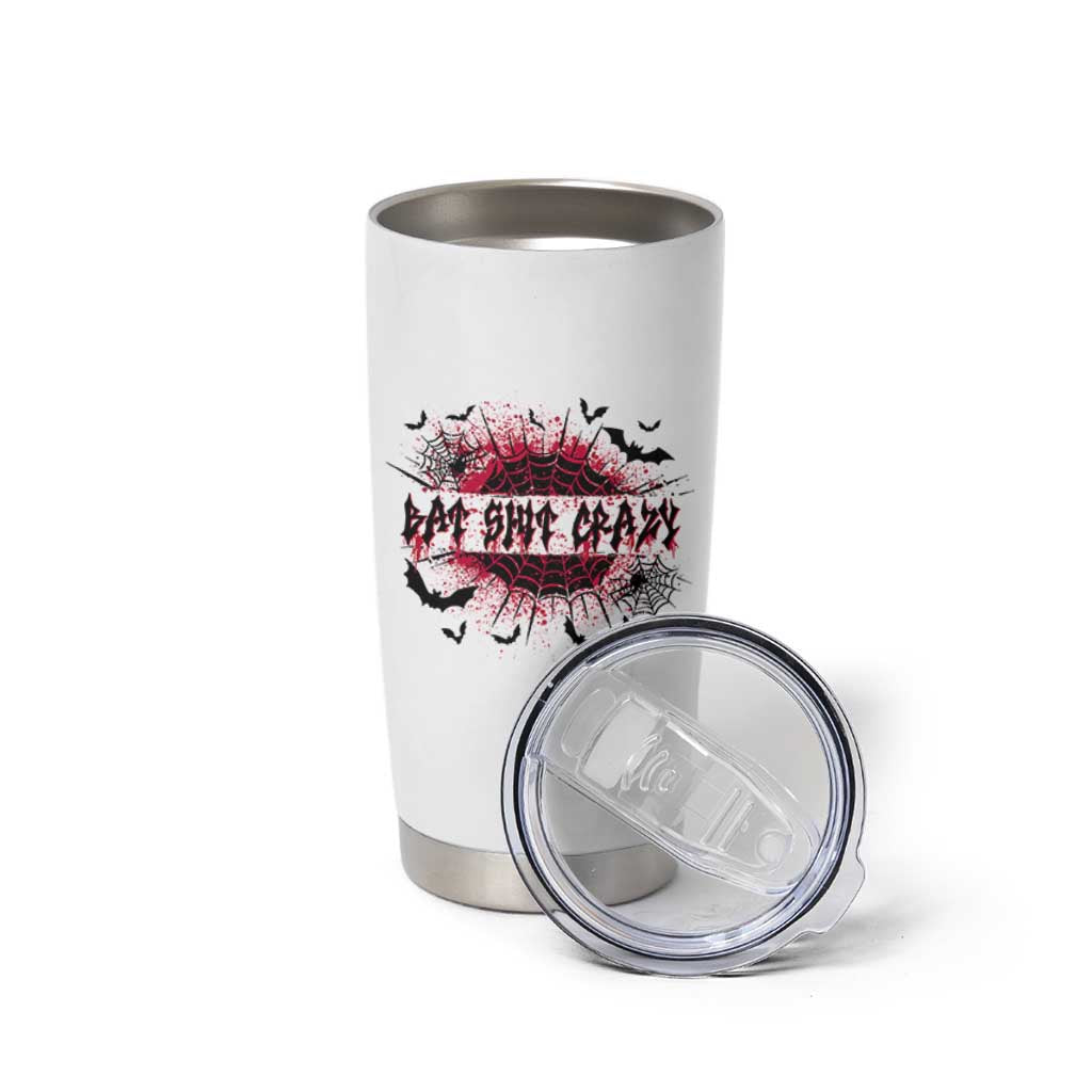 Funny Halloween Bat Shit Crazy Tumbler Cup Horror Spider Web - Wonder Print Shop