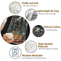 Funny Spooky Black Cat Eating Ramen Kawaii Japanese Halloween Throw Blanket - Wonder Print Shop