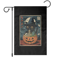 Funny Spooky Black Cat Eating Ramen Kawaii Japanese Halloween Garden Flag - Wonder Print Shop