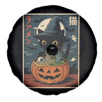 Funny Spooky Black Cat Eating Ramen Kawaii Japanese Halloween Spare Tire Cover - Wonder Print Shop