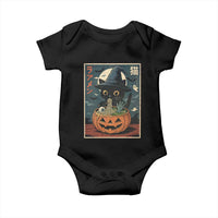 Funny Spooky Black Cat Eating Ramen Kawaii Japanese Halloween Baby Onesie - Wonder Print Shop