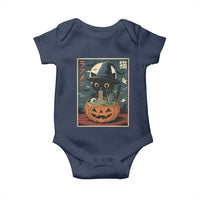 Funny Spooky Black Cat Eating Ramen Kawaii Japanese Halloween Baby Onesie - Wonder Print Shop