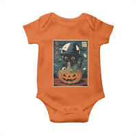 Funny Spooky Black Cat Eating Ramen Kawaii Japanese Halloween Baby Onesie - Wonder Print Shop