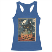 Funny Spooky Black Cat Eating Ramen Kawaii Japanese Halloween Racerback Tank Top - Wonder Print Shop