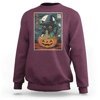 Funny Spooky Black Cat Eating Ramen Kawaii Japanese Halloween Sweatshirt - Wonder Print Shop